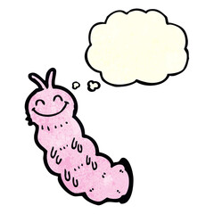 cartoon caterpillar with thought bubble