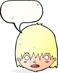 cartoon staring woman with speech bubble