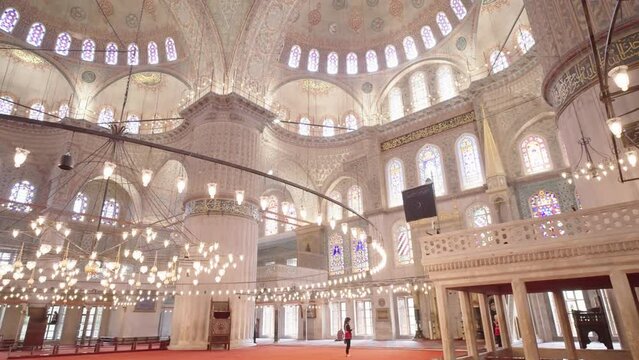 General view of Sultanahmet Mosque or Blue Mosque interior. Turkey istanbul fatih May 2, 2023
