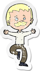 retro distressed sticker of a cartoon dancing man with mustache