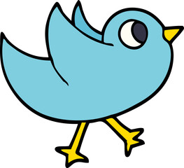 cartoon doodle bird flapping wings