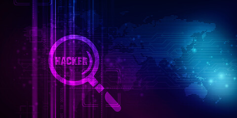 2d illustration cyber crime and internet privacy hacking.Network security,cyber attack,computer virus,ransomware and malware concept