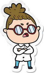 sticker of a cartoon annoyed woman