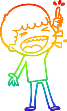 recommend clip art: rainbow gradient line drawing of a cartoon laughing man