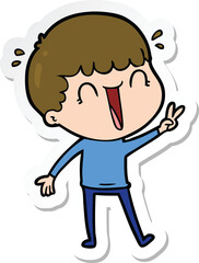 sticker of a laughing cartoon man