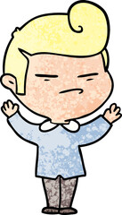 cartoon cool guy with fashion hair cut