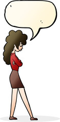 cartoon annoyed woman with speech bubble