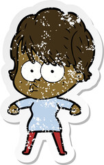 distressed sticker of a cartoon woman