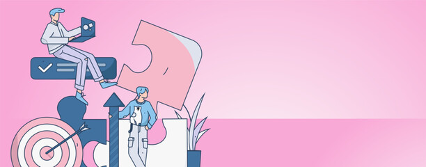 Business People Flat Vector Concept Operation Hand Drawn Illustration
