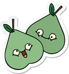 sticker of a cute cartoon green pear