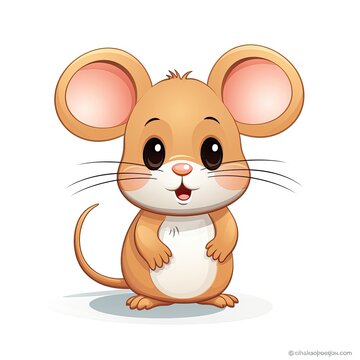 Clipart of a cute mouse cartoon with white background