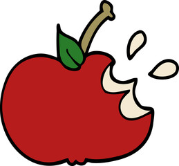 cartoon doodle juicy bitten apple