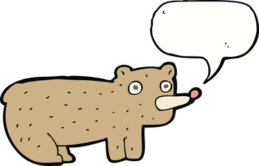 funny cartoon bear with speech bubble