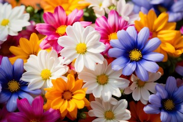 Flowers background. Bouquet of colorful flowers. Texture of blossoming flowers