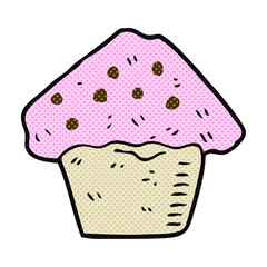 freehand drawn cartoon strawberry muffin