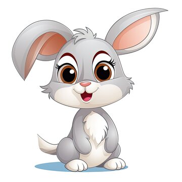 Clipart of a cute rabbit cartoon with white background