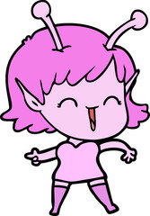 cartoon alien girl laughing