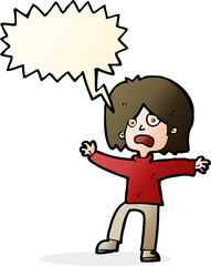 cartoon unhappy person with speech bubble