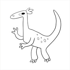vector illustration of cartoon funny dinosaur. Spotted dinosaur coloring page for children