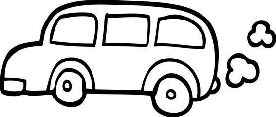 line drawing cartoon school bus