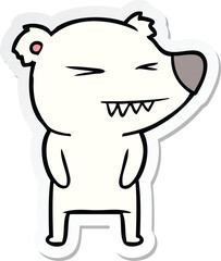sticker of a angry polar bear cartoon
