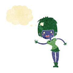 cartoon vampire girl with thought bubble