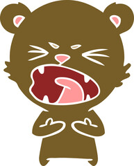 angry flat color style cartoon bear