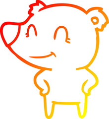warm gradient line drawing of a friendly bear with hands on hips