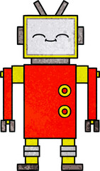 retro grunge texture cartoon of a robot