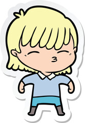 sticker of a cartoon woman