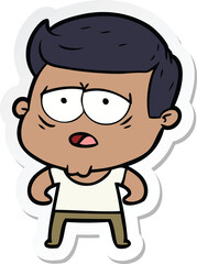 sticker of a cartoon tired man