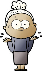 cartoon happy old woman