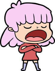 cartoon woman talking loudly