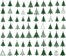 Obraz premium Collection of Christmas trees, modern flat design