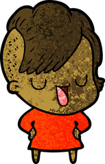 cute cartoon girl with hipster haircut