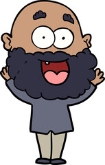 cartoon crazy happy man with beard