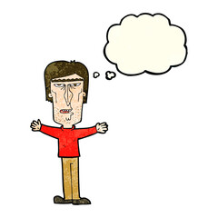 cartoon angry man with thought bubble