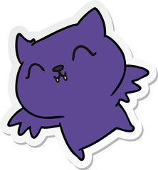 freehand drawn sticker cartoon of cute kawaii bat