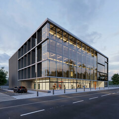 Fototapeta na wymiar digital model of a contemporary office building