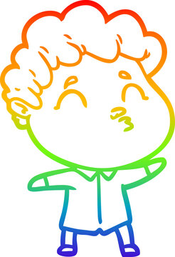 recommend clip art: rainbow gradient line drawing of a cartoon man pouting