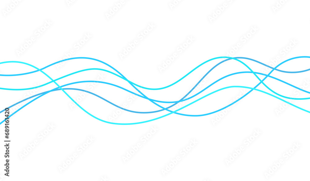 Wall mural abstract blue wave line flow curve wavy twist element vector sound audio volume striped graphic deco