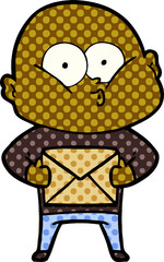 cartoon bald man staring