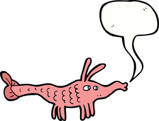 cartoon shrimp with speech bubble