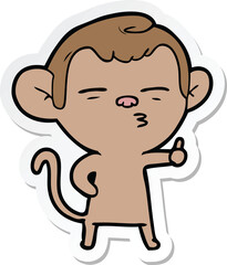 sticker of a cartoon suspicious monkey