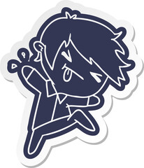 cartoon sticker of a kawaii cute boy