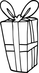 line drawing cartoon christmas present