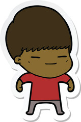 sticker of a cartoon smug boy