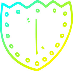 cold gradient line drawing of a cartoon shield