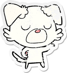 distressed sticker of a cartoon dog