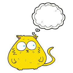 freehand drawn thought bubble cartoon fat cat